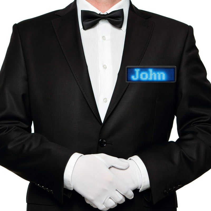 Coolbird Blue LED Name Tag, Rechargeable Wireless Bluetooth LED Name Badge Reuseable Price Tag 44x11 Pixels Digital Sign for Restaurant Shop Exhibition Nightclub Hotel - Image 2